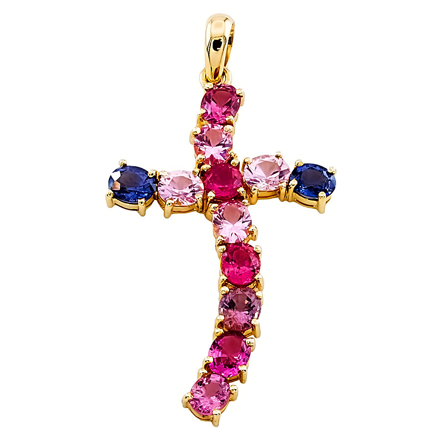 9ct gold Sapphire Cross Pendant